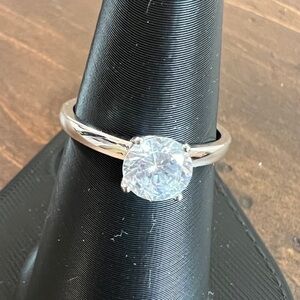 Classic Solitaire CZ Engagement Ring - Silver White